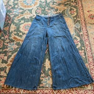 Free People Blue Wide Leg Jeans
